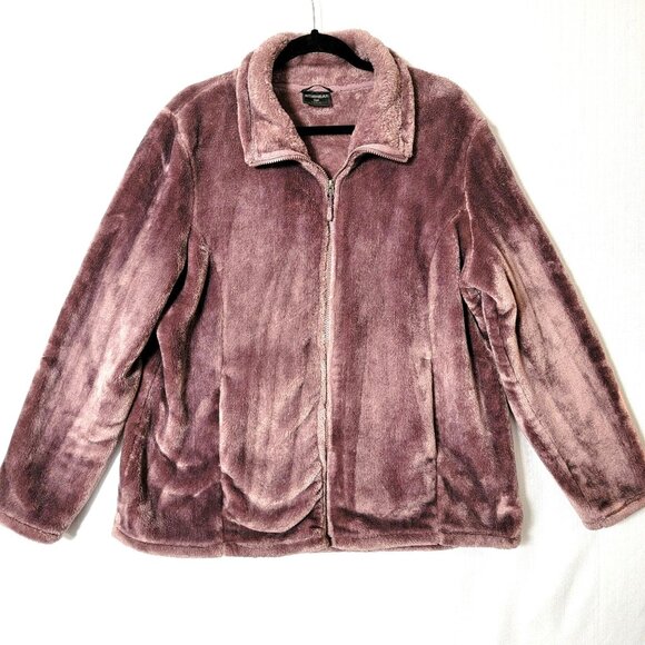 32 Degrees Heat Womens Sherpa Jacket Size 2XL Long Sleeve Full Zip Light Plum - Picture 1 of 12